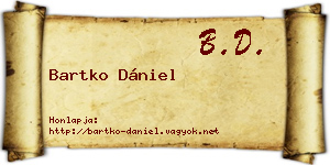 Bartko Dániel névjegykártya
